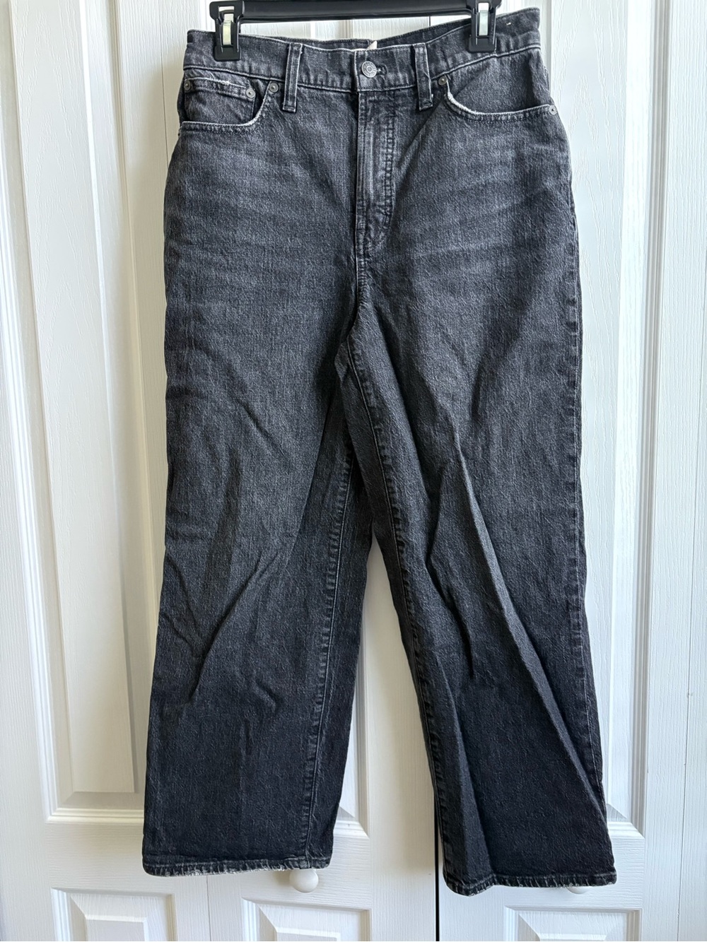 Madewell The Perfect Vintage Wide Leg Crop Jeans Black Wash Size 28 - Picture 2 of 8